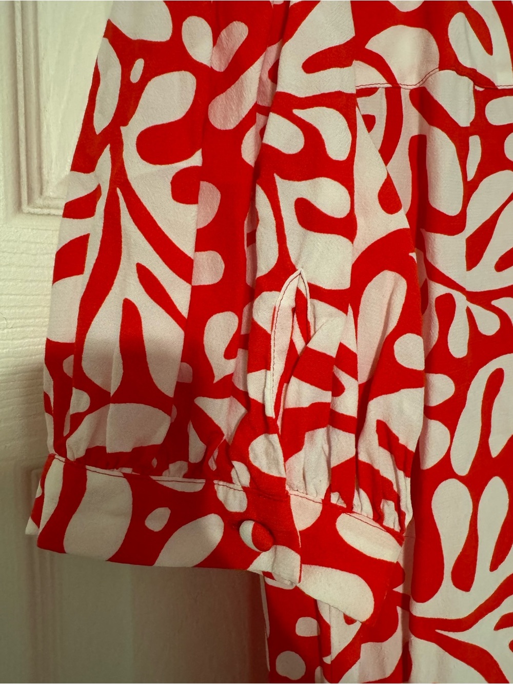 Ann Taylor Loft Rio Floral Balloon Sleeve Button Swing Dress - Picture 5 of 7